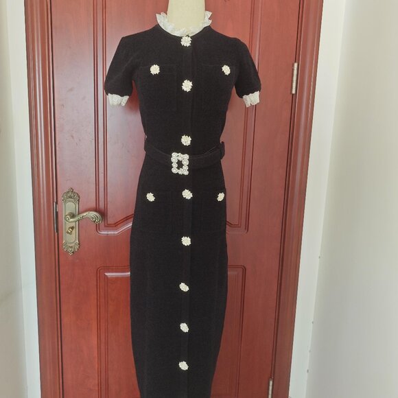 Chenille Knit Midi Dress self-portrait - Picture 1 of 7